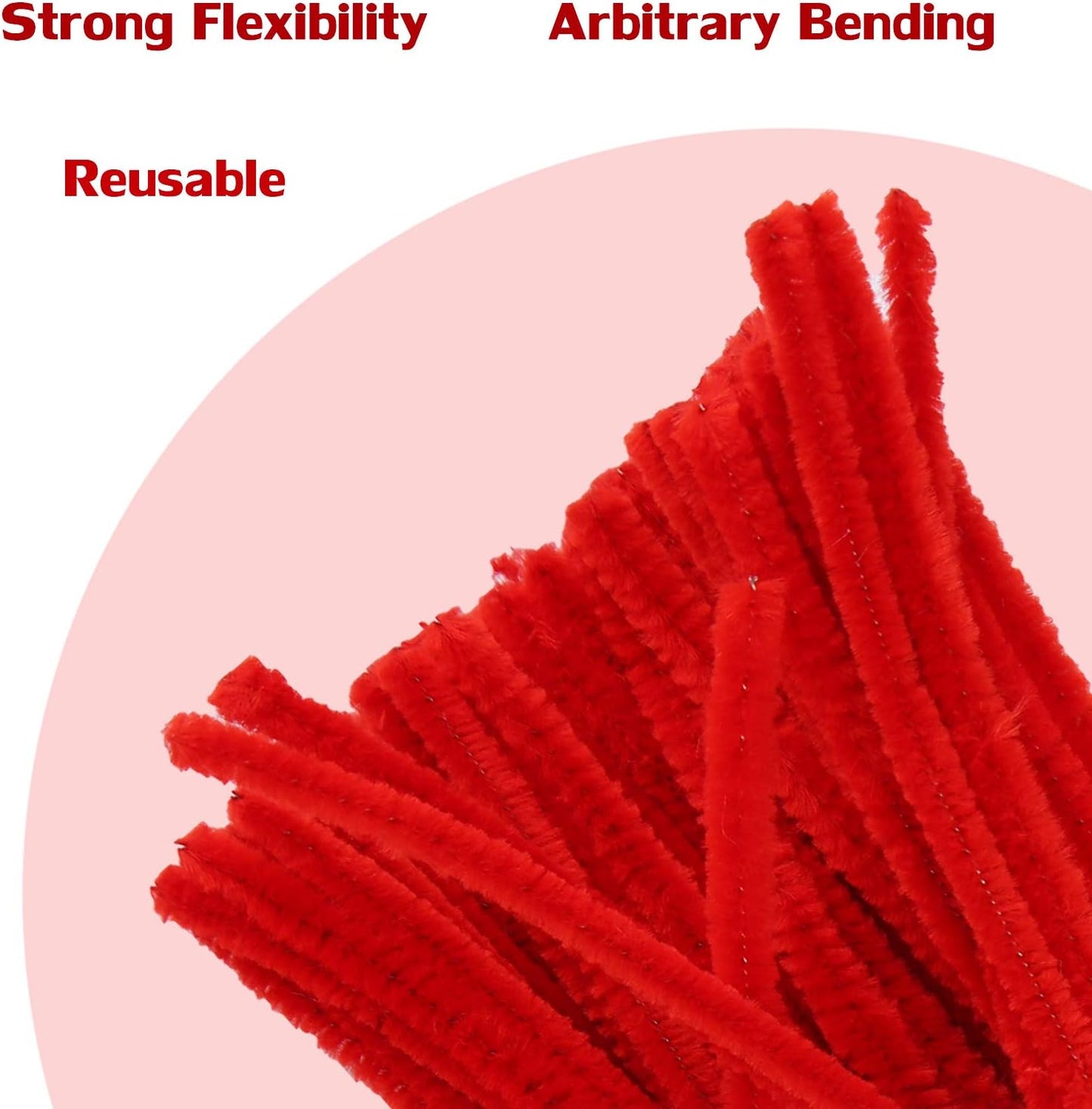 8mm Pipe Cleaner Plain 100pcs (RED)