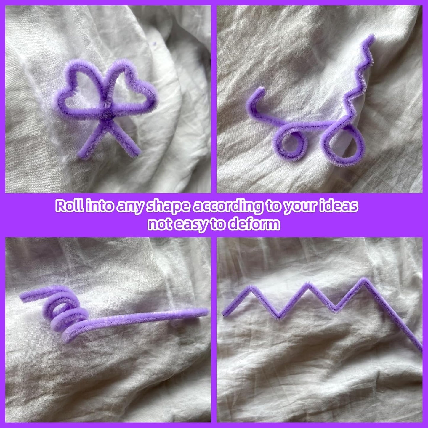 8mm Pipe Cleaner Plain 100pcs (Purple)