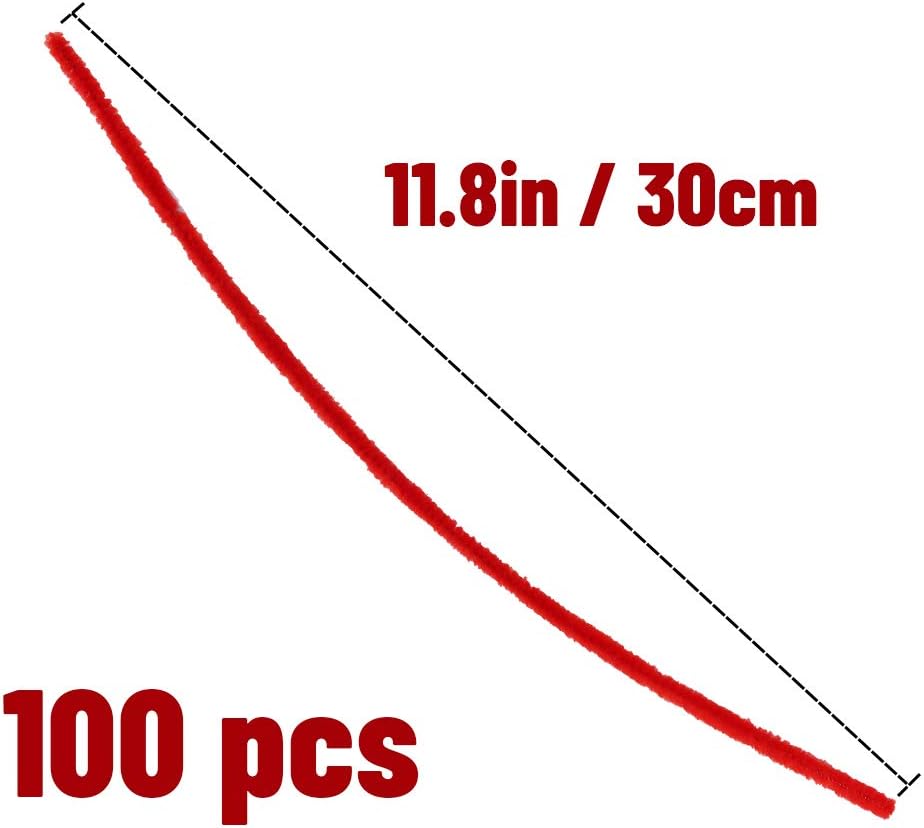 8mm Pipe Cleaner Plain 100pcs (RED)