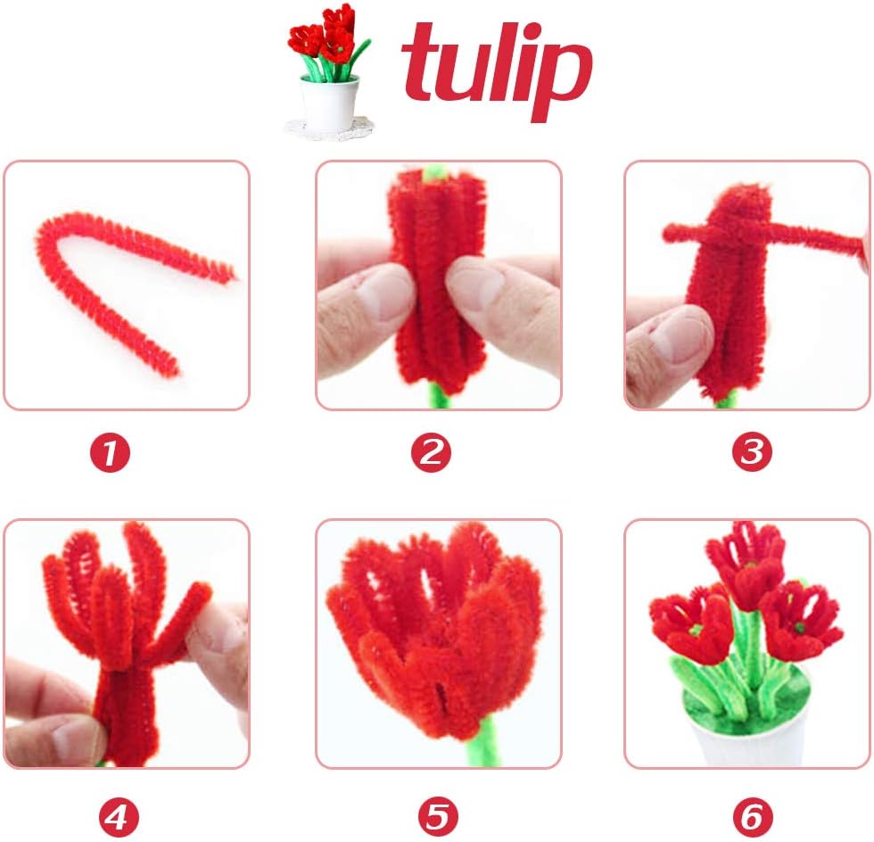 8mm Pipe Cleaner Plain 100pcs (RED)