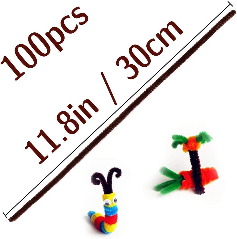 8mm Pipe Cleaner Plain 100pcs (Dark Brown)