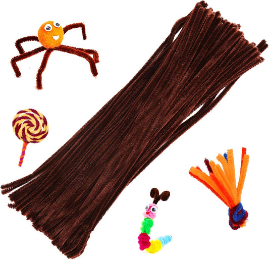 8mm Pipe Cleaner Plain 100pcs (Dark Brown)