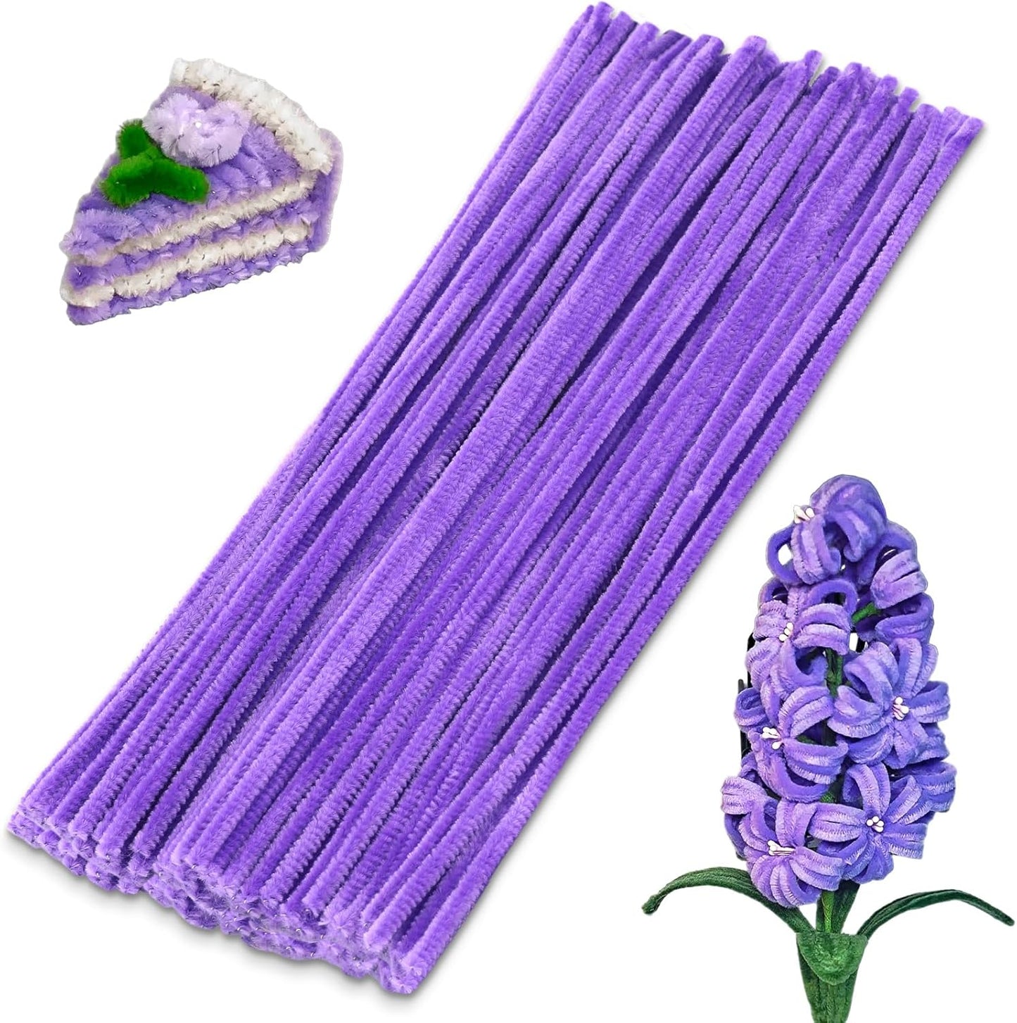 8mm Pipe Cleaner Plain 100pcs (Purple)